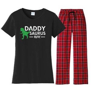 Daddy Saurus Rex Funny Coolest Dad Gift Women's Flannel Pajama Set