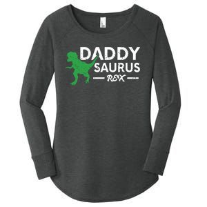 Daddy Saurus Rex Funny Coolest Dad Gift Women's Perfect Tri Tunic Long Sleeve Shirt