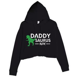 Daddy Saurus Rex Funny Coolest Dad Gift Crop Fleece Hoodie