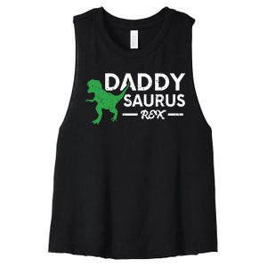 Daddy Saurus Rex Funny Coolest Dad Gift Women's Racerback Cropped Tank