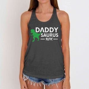 Daddy Saurus Rex Funny Coolest Dad Gift Women's Knotted Racerback Tank