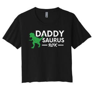 Daddy Saurus Rex Funny Coolest Dad Gift Women's Crop Top Tee