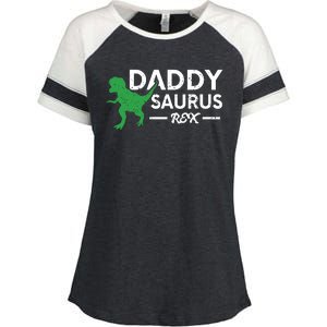 Daddy Saurus Rex Funny Coolest Dad Gift Enza Ladies Jersey Colorblock Tee