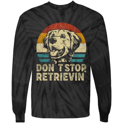 Don´t stop Retrieving Golden Retriever Dog retro vintage Tie-Dye Long Sleeve Shirt