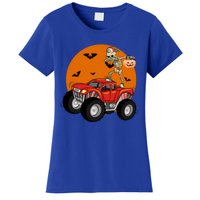 Dabbing Skeleton Riding Monster Truck Funny Halloween Cute Gift Women's T-Shirt