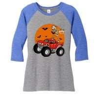 Dabbing Skeleton Riding Monster Truck Funny Halloween Cute Gift Women's Tri-Blend 3/4-Sleeve Raglan Shirt