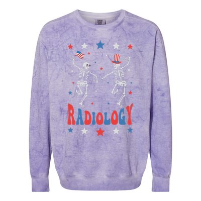 Dancing Skeleton Radiology Xray Tech Patriotic Colorblast Crewneck Sweatshirt