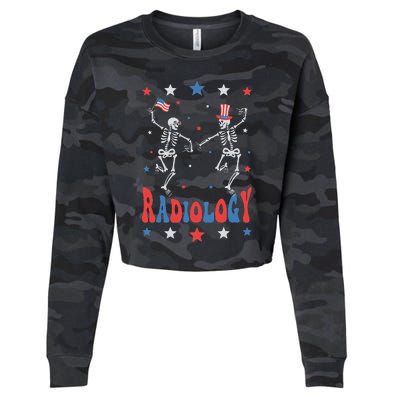 Dancing Skeleton Radiology Xray Tech Patriotic Cropped Pullover Crew