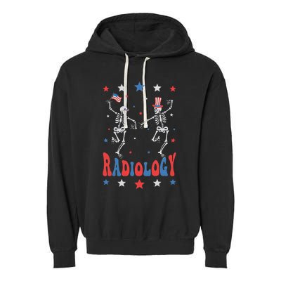 Dancing Skeleton Radiology Xray Tech Patriotic Garment-Dyed Fleece Hoodie