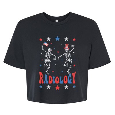 Dancing Skeleton Radiology Xray Tech Patriotic Bella+Canvas Jersey Crop Tee