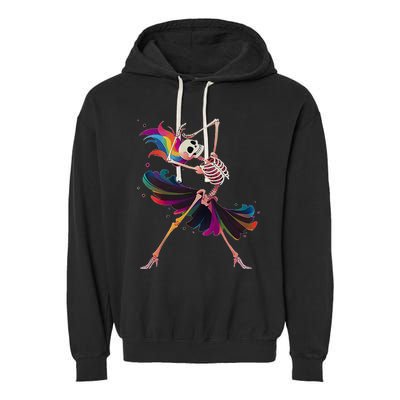 Dancing Skeleton Rainbow Ballerina Halloween Garment-Dyed Fleece Hoodie