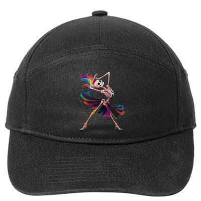 Dancing Skeleton Rainbow Ballerina Halloween 7-Panel Snapback Hat