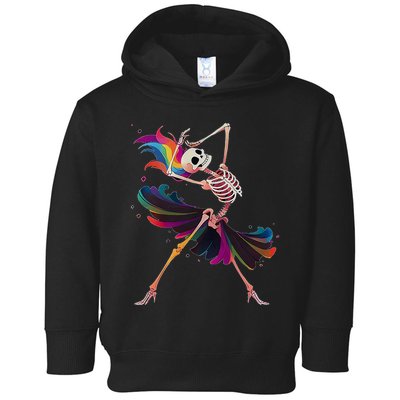 Dancing Skeleton Rainbow Ballerina Halloween Toddler Hoodie