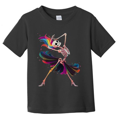 Dancing Skeleton Rainbow Ballerina Halloween Toddler T-Shirt