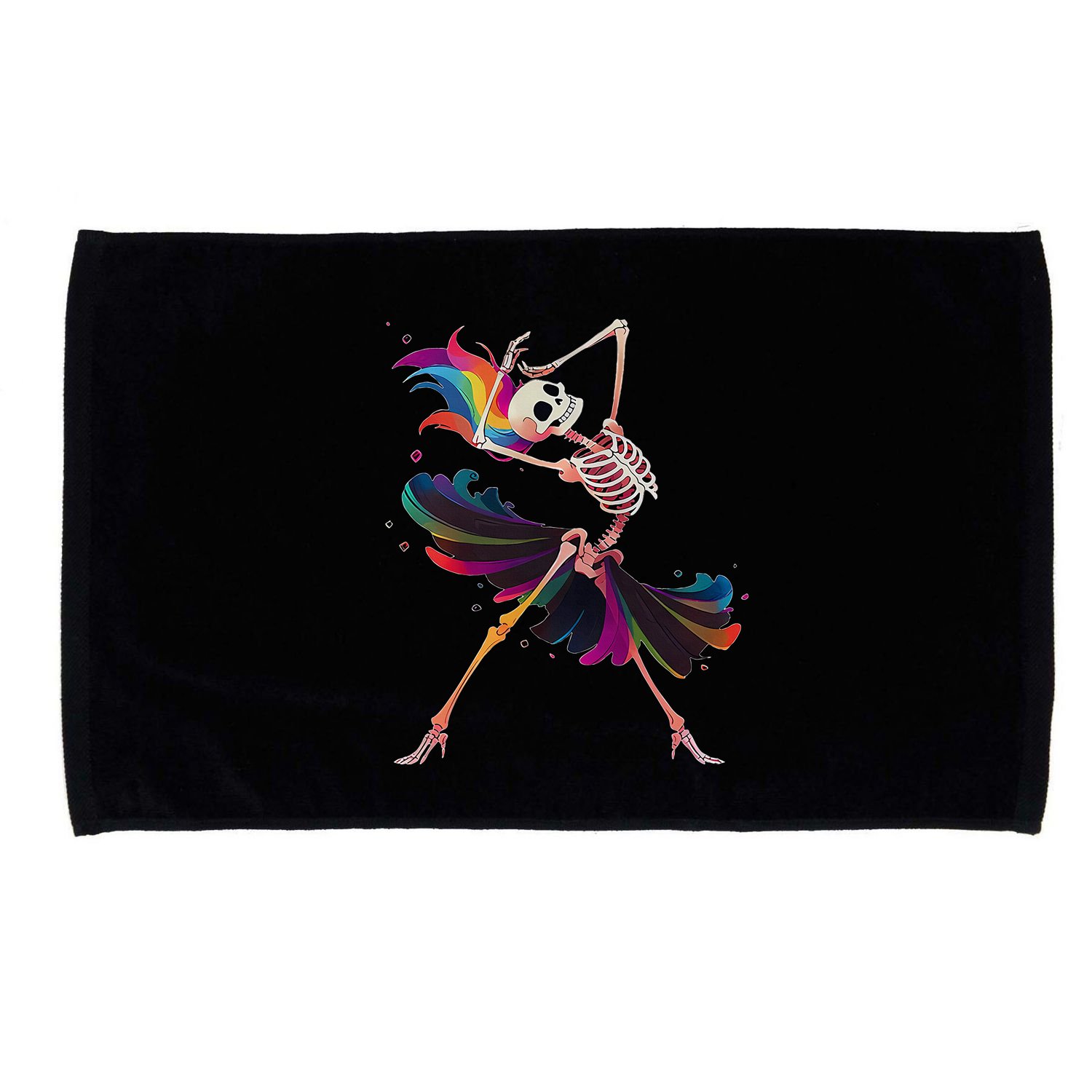 Dancing Skeleton Rainbow Ballerina Halloween Microfiber Hand Towel