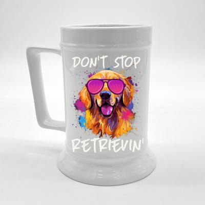 Don’T Stop Retrievin Golden Retriever Dog Goldie Mom Funny Beer Stein