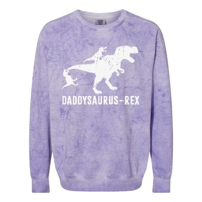 Daddy Saurus Rex Funny TRex Dinosaur Dad Uncle Grandpa Colorblast Crewneck Sweatshirt