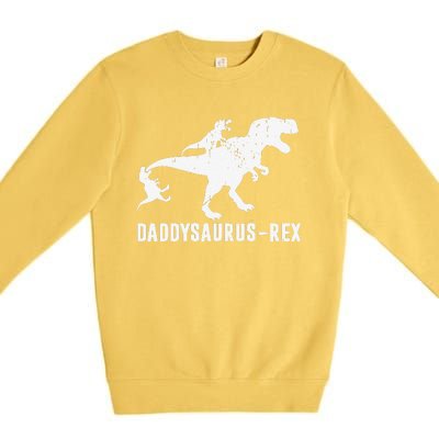 Daddy Saurus Rex Funny TRex Dinosaur Dad Uncle Grandpa Premium Crewneck Sweatshirt