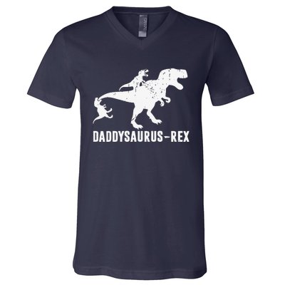 Daddy Saurus Rex Funny TRex Dinosaur Dad Uncle Grandpa V-Neck T-Shirt