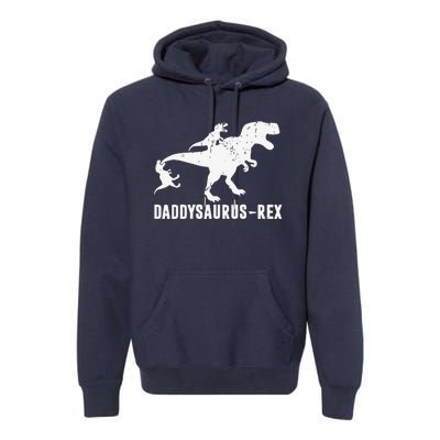 Daddy Saurus Rex Funny TRex Dinosaur Dad Uncle Grandpa Premium Hoodie