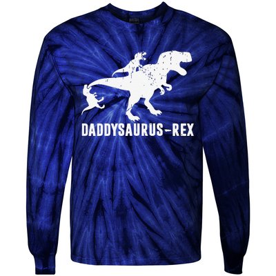 Daddy Saurus Rex Funny TRex Dinosaur Dad Uncle Grandpa Tie-Dye Long Sleeve Shirt