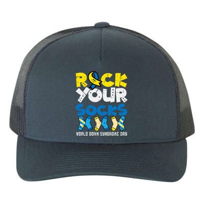 Down Syndrome Ribbon Rock Your Socks Awareness Yupoong Adult 5-Panel Trucker Hat