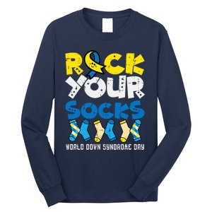 Down Syndrome Ribbon Rock Your Socks Awareness Long Sleeve Shirt