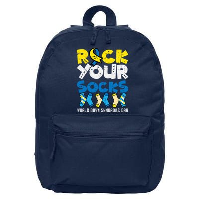 Down Syndrome Ribbon Rock Your Socks Awareness 16 in Basic Backpack