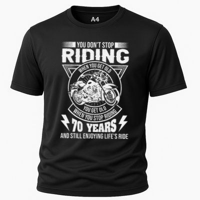 DonT Stop Riding When You Get Old Motorcycle 70th Birthday Performance Shirt