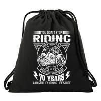 DonT Stop Riding When You Get Old Motorcycle 70th Birthday Drawstring Bag