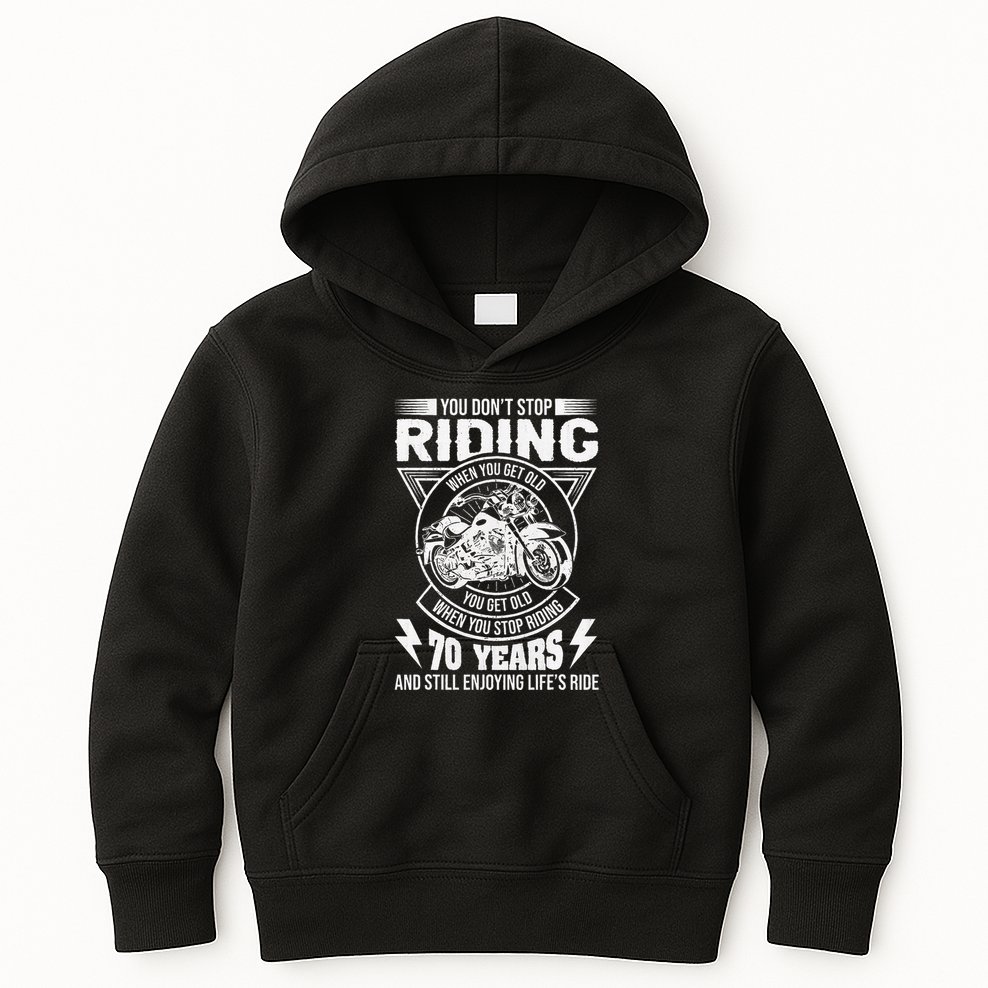 DonT Stop Riding When You Get Old Motorcycle 70th Birthday Kids Hoodie