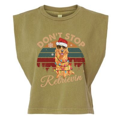 Dont Stop Retrievin Golden Retriever Retro Christmas Gift Garment-Dyed Women's Muscle Tee