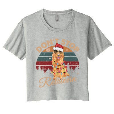 Dont Stop Retrievin Golden Retriever Retro Christmas Gift Women's Crop Top Tee