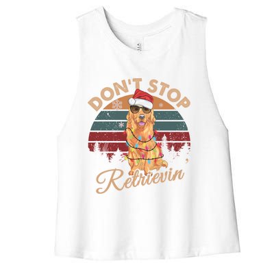 Dont Stop Retrievin Golden Retriever Retro Christmas Gift Women's Racerback Cropped Tank