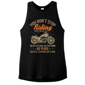 DonT Stop Riding When You Get Old Motorcycle 60th Birthday Ladies PosiCharge Tri-Blend Wicking Tank