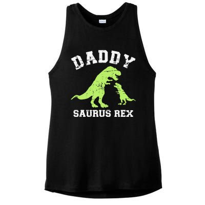 Daddy saurus rex dinosaur father's day gift for dad Ladies PosiCharge Tri-Blend Wicking Tank