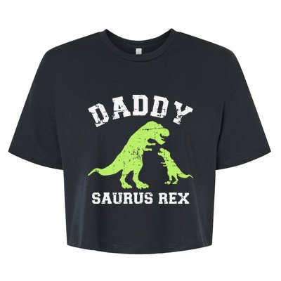 Daddy saurus rex dinosaur father's day gift for dad Bella+Canvas Jersey Crop Tee