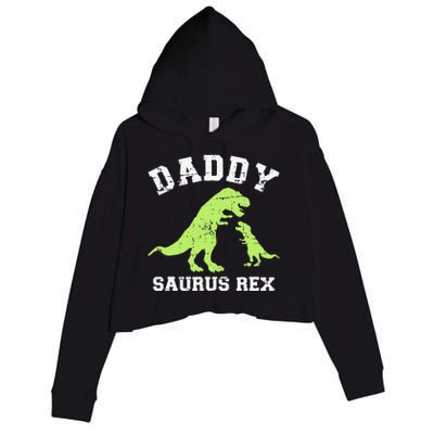 Daddy saurus rex dinosaur father's day gift for dad Crop Fleece Hoodie