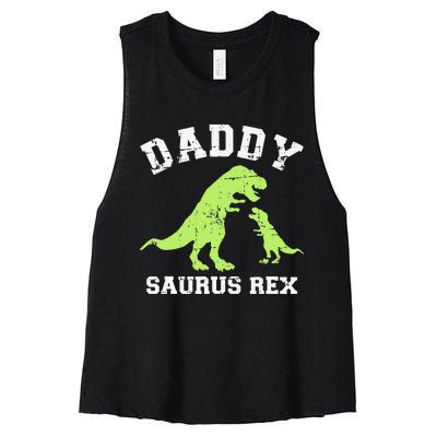 Daddy saurus rex dinosaur father's day gift for dad Women's Racerback Cropped Tank