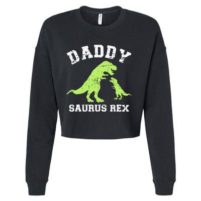 Daddy saurus rex dinosaur father's day gift for dad Cropped Pullover Crew