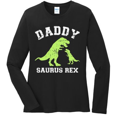 Daddy saurus rex dinosaur father's day gift for dad Ladies Long Sleeve Shirt