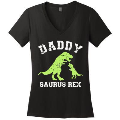 Daddy saurus rex dinosaur father's day gift for dad Women's V-Neck T-Shirt