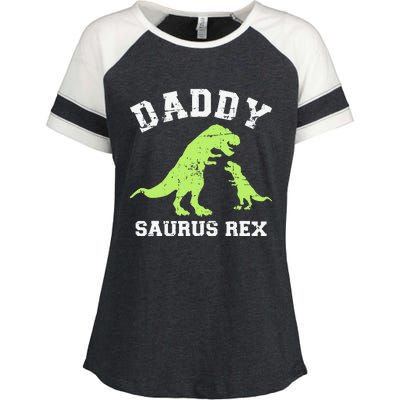 Daddy saurus rex dinosaur father's day gift for dad Enza Ladies Jersey Colorblock Tee