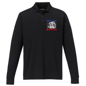 Dont Stop Retrieving American Flag 4th Of July Gift Performance Long Sleeve Polo