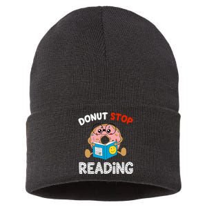 Donut Stop Reading Funny Book Readers Girls Sustainable Knit Beanie