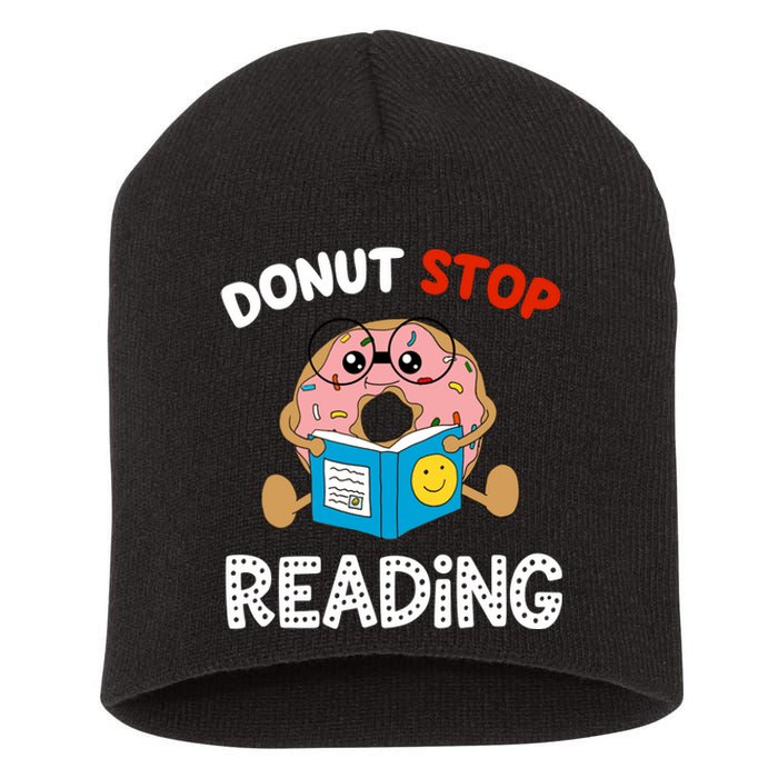 Donut Stop Reading Funny Book Readers Girls Short Acrylic Beanie