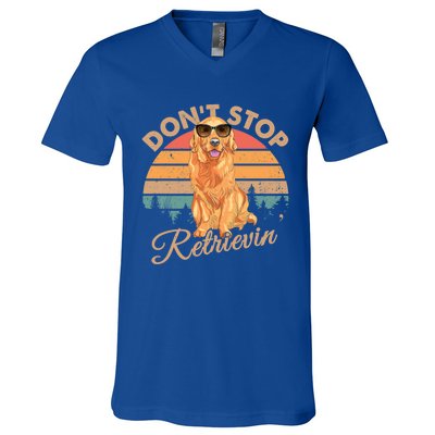 Dont Stop Retrievin Retro Golden Retriever Gift V-Neck T-Shirt