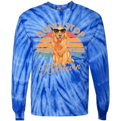 Dont Stop Retrievin Retro Golden Retriever Gift Tie-Dye Long Sleeve Shirt