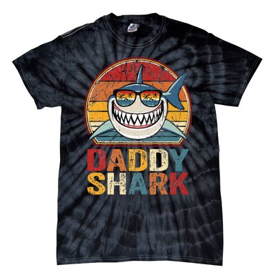 Daddy Shark Retro Pajamas Father Day Gifts Daddy Shark Tie-Dye T-Shirt