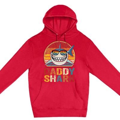 Daddy Shark Retro Pajamas Father Day Gifts Daddy Shark Premium Pullover Hoodie